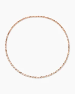Sculpted Cable Flex Necklace 18K Rose Gold with Diamonds, 3.7mm
