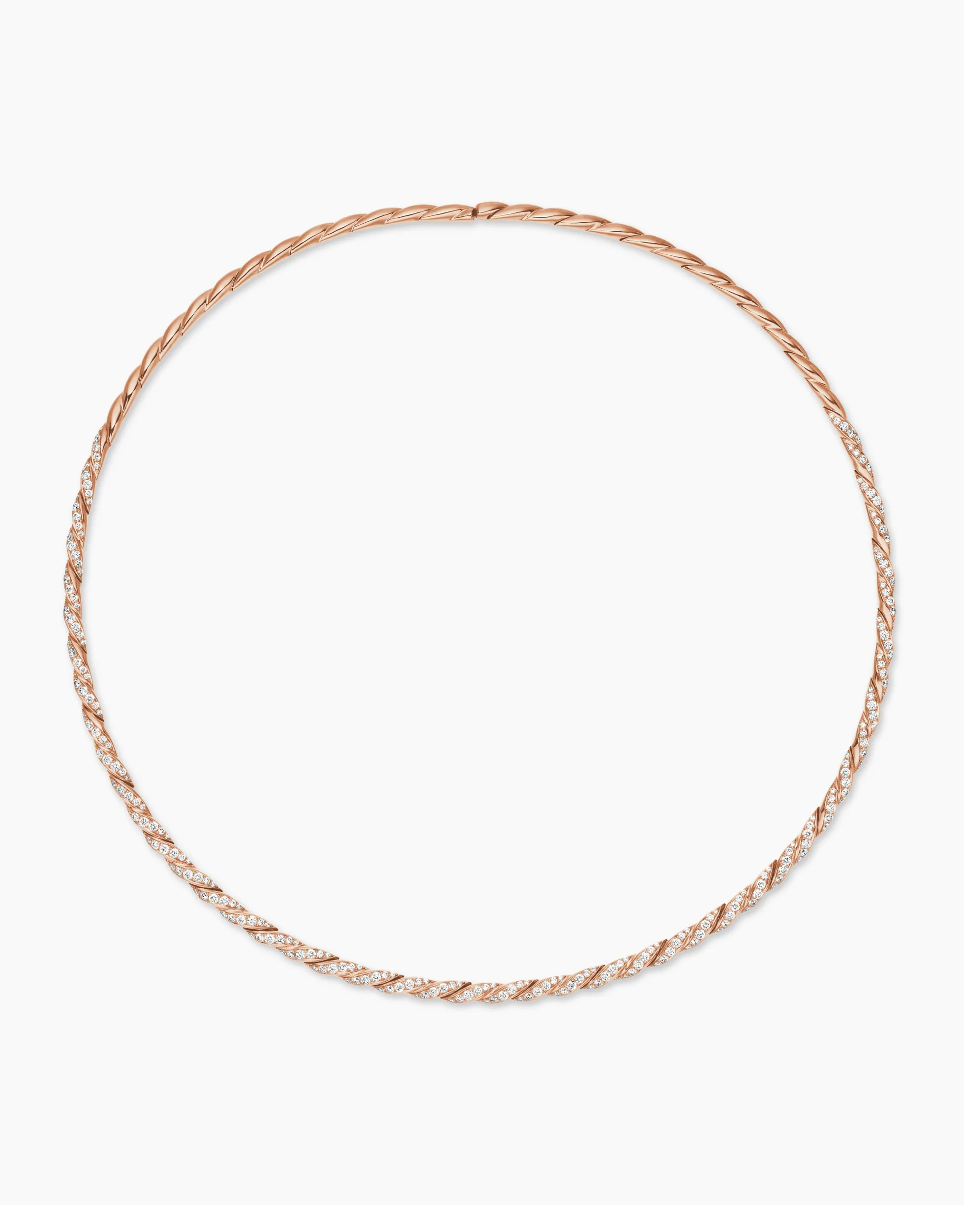 Sculpted Cable Flex Necklace 18K Rose Gold with Diamonds, 3.7mm