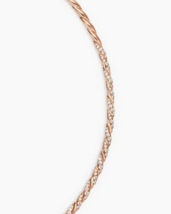 Sculpted Cable Flex Necklace 18K Rose Gold with Diamonds, 3.7mm