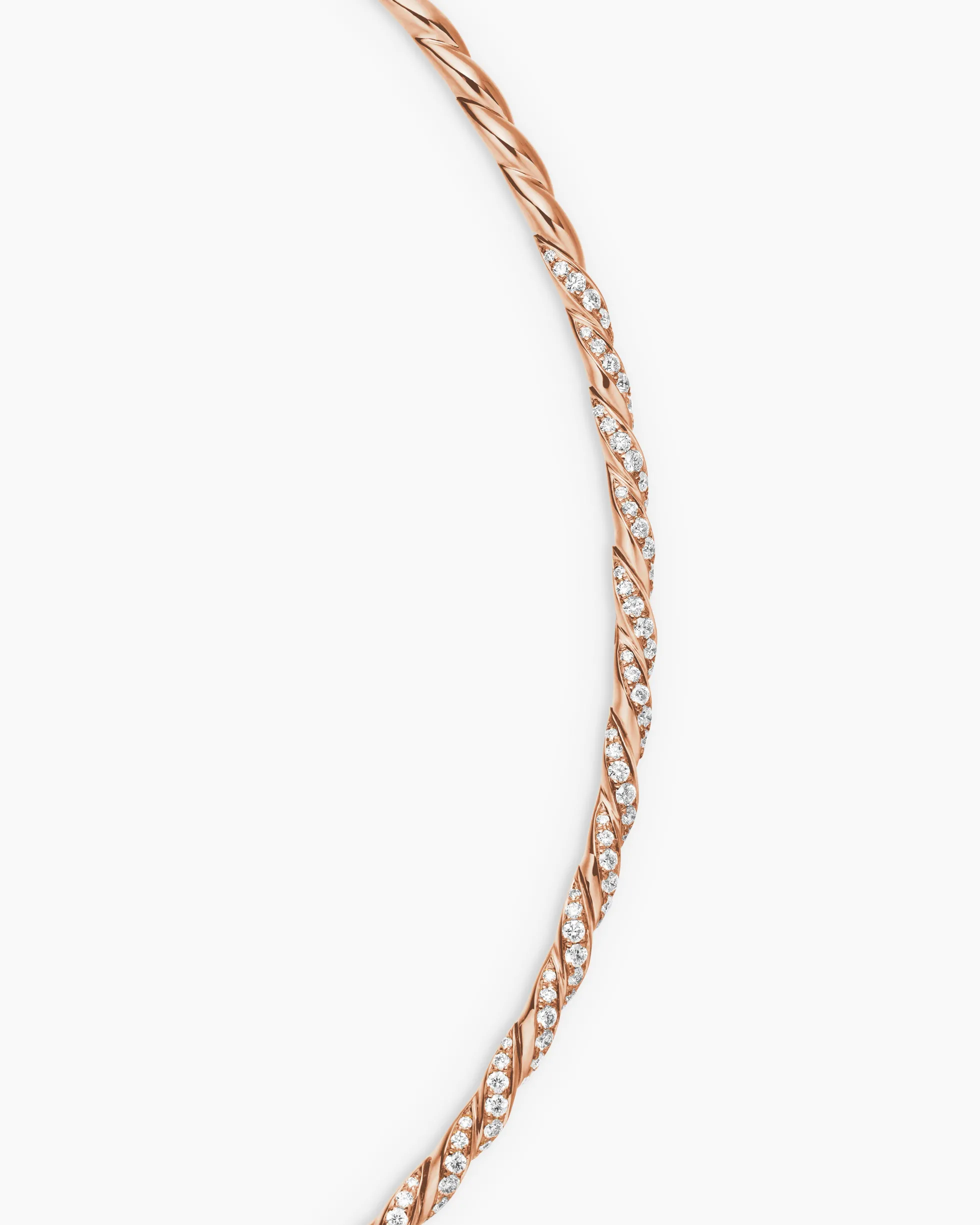 Sculpted Cable Flex Necklace 18K Rose Gold with Diamonds, 3.7mm