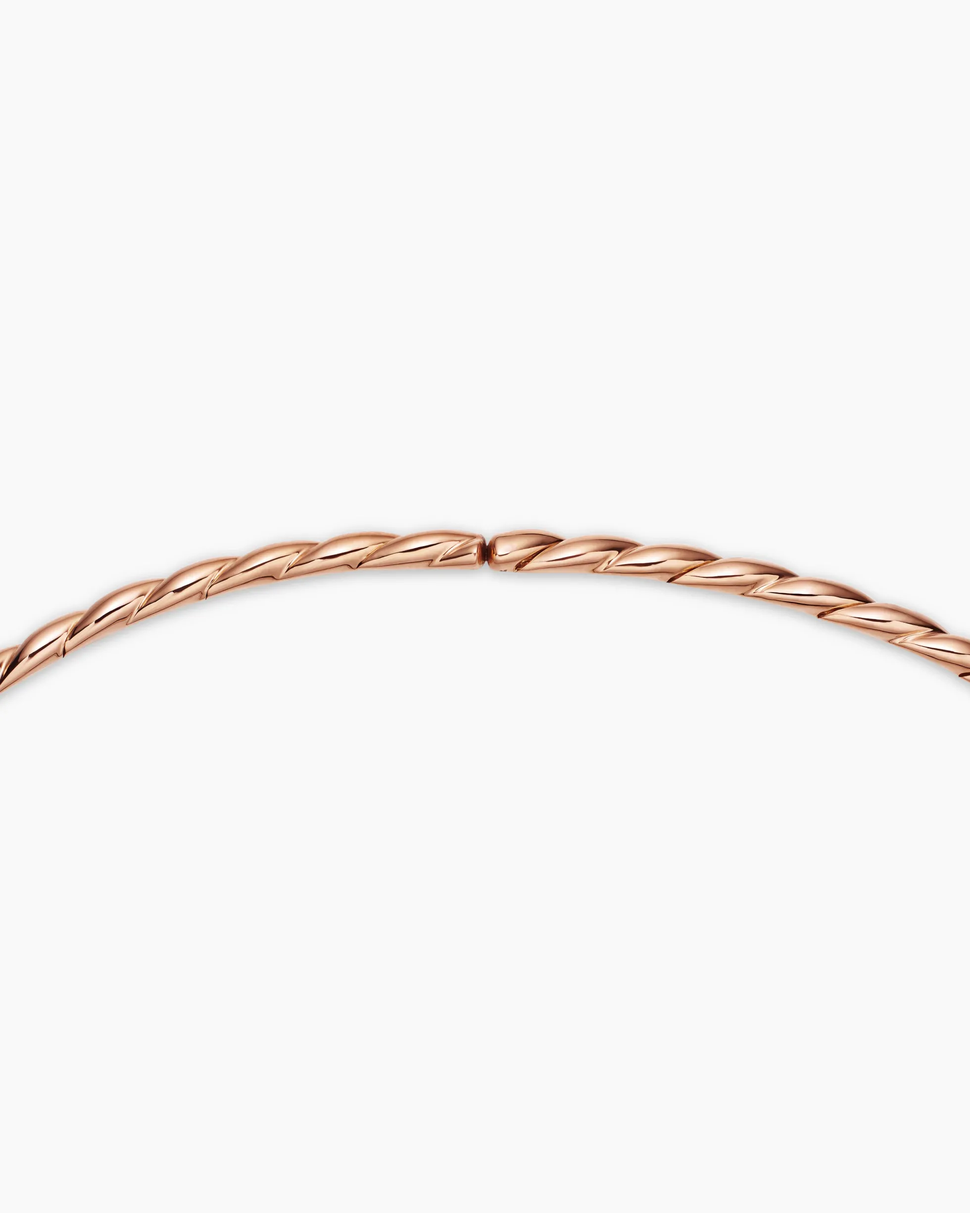 Sculpted Cable Flex Necklace 18K Rose Gold with Diamonds, 3.7mm