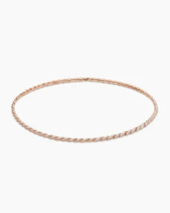 Sculpted Cable Flex Necklace 18K Rose Gold with Diamonds, 3.7mm