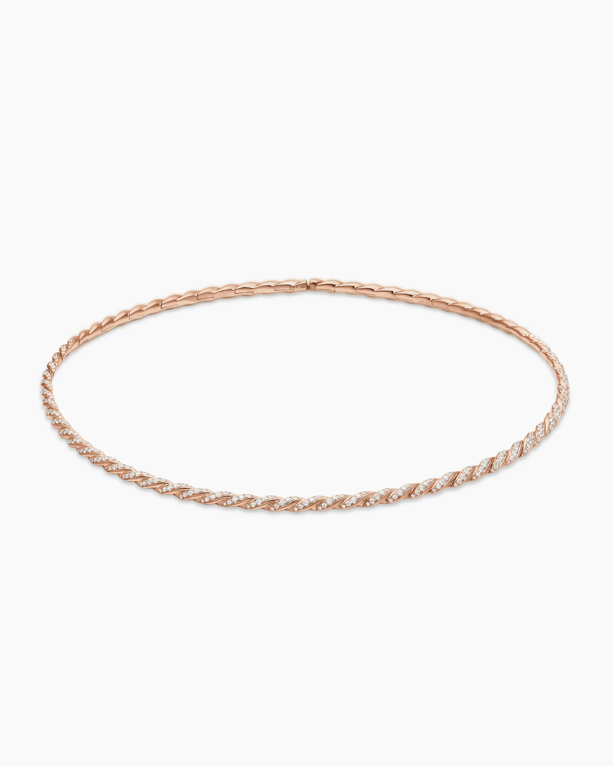 Sculpted Cable Flex Necklace 18K Rose Gold with Diamonds, 3.7mm
