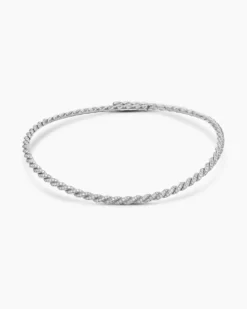 Sculpted Cable Flex Necklace 18K White Gold with Diamonds, 5mm
