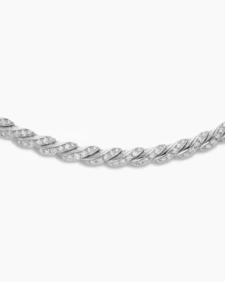 Sculpted Cable Flex Necklace 18K White Gold with Diamonds, 5mm