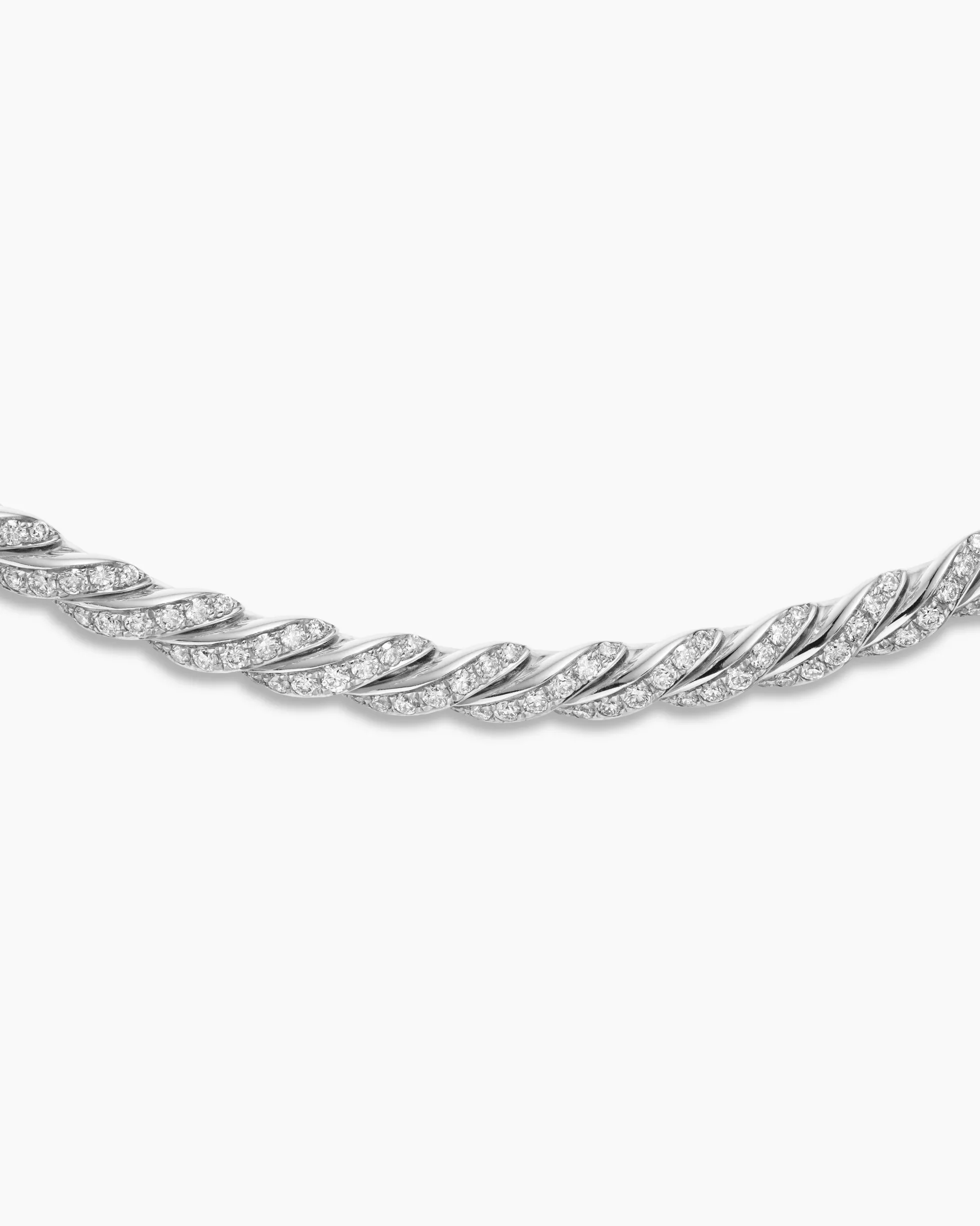 Sculpted Cable Flex Necklace 18K White Gold with Diamonds, 5mm