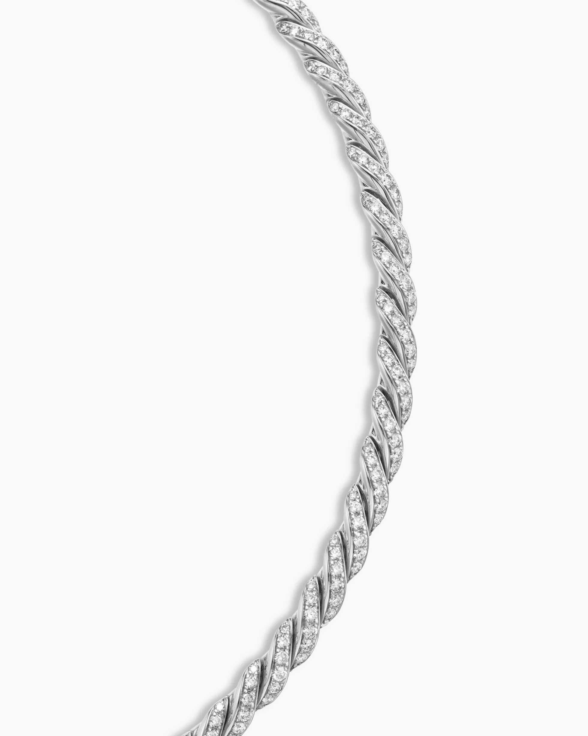 Sculpted Cable Flex Necklace 18K White Gold with Diamonds, 5mm