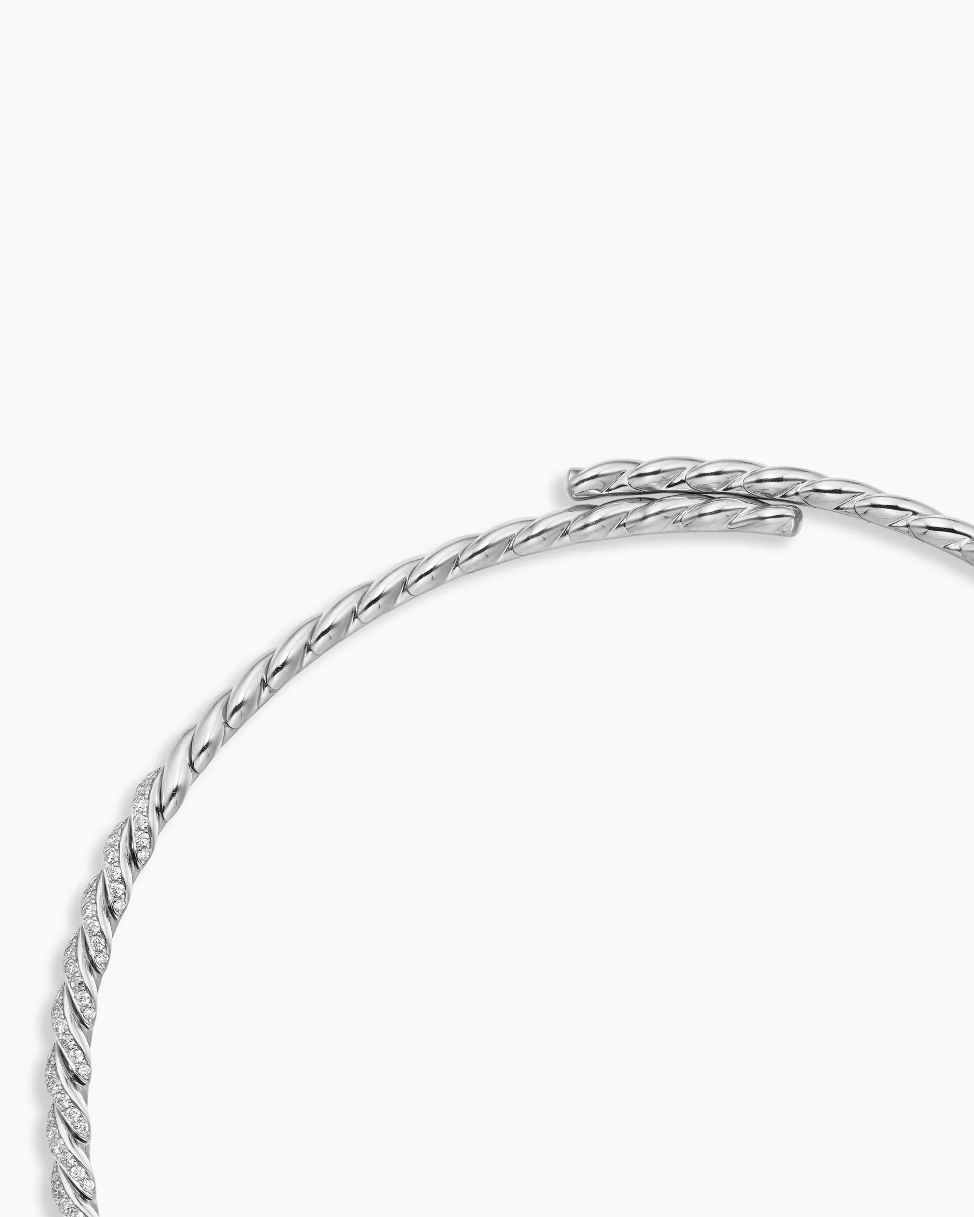 Sculpted Cable Flex Necklace 18K White Gold with Diamonds, 5mm