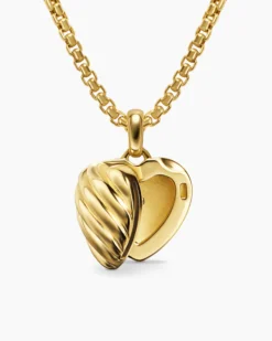 Sculpted Cable Heart Locket 18K Yellow Gold, 23mm