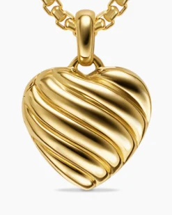 Sculpted Cable Heart Locket 18K Yellow Gold, 23mm