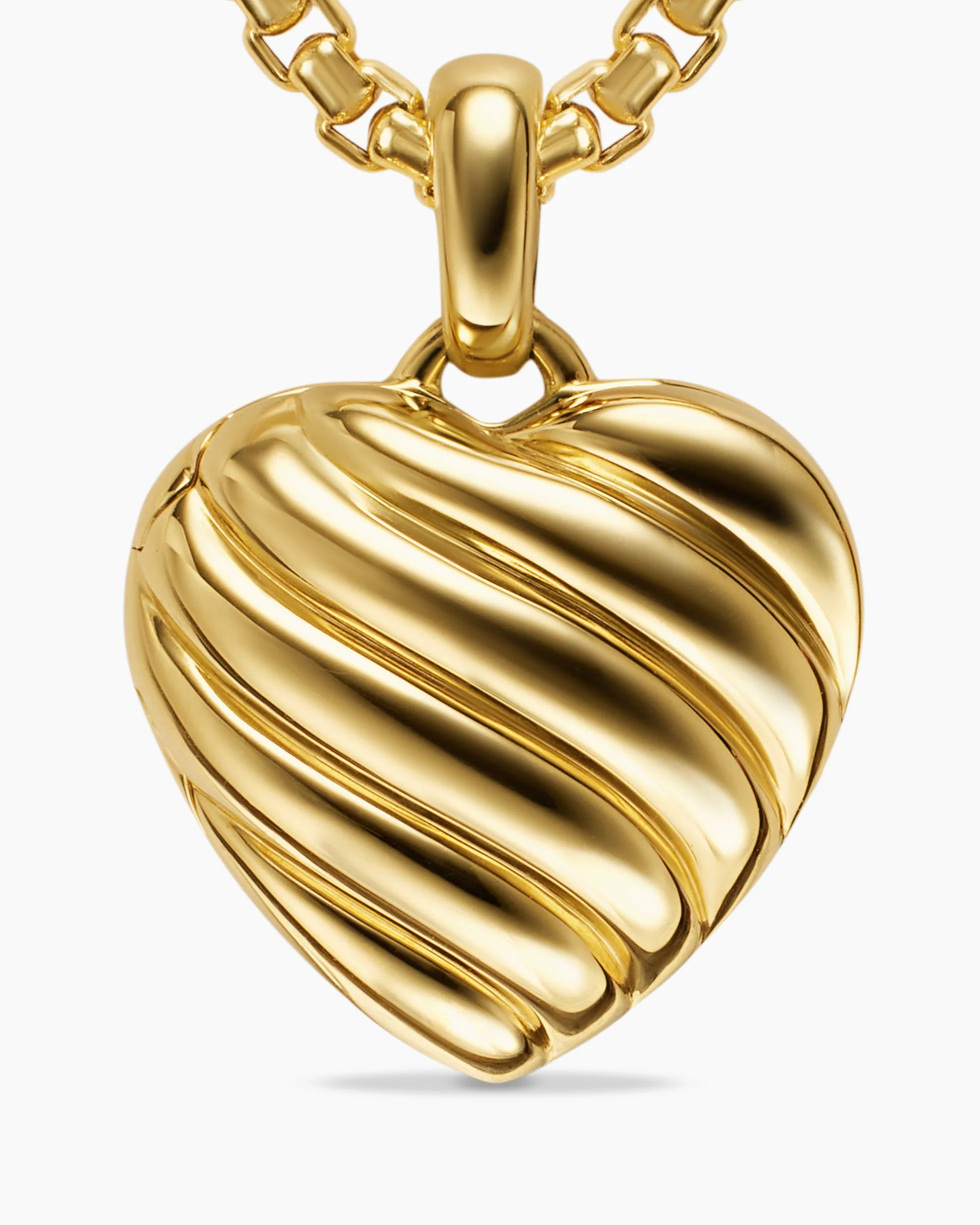 Sculpted Cable Heart Locket 18K Yellow Gold, 23mm