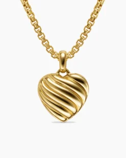 Sculpted Cable Heart Locket 18K Yellow Gold, 23mm