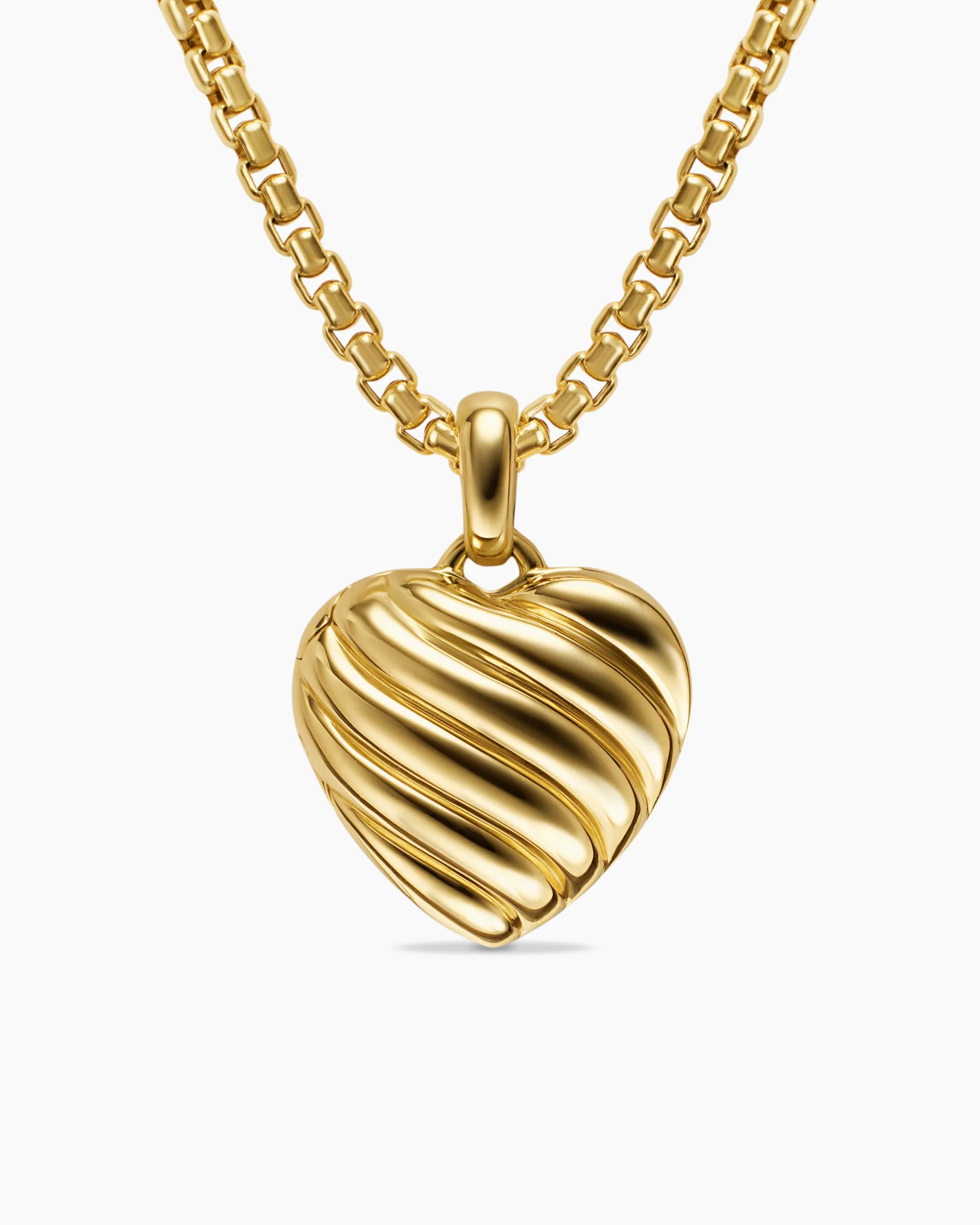 Sculpted Cable Heart Locket 18K Yellow Gold, 23mm