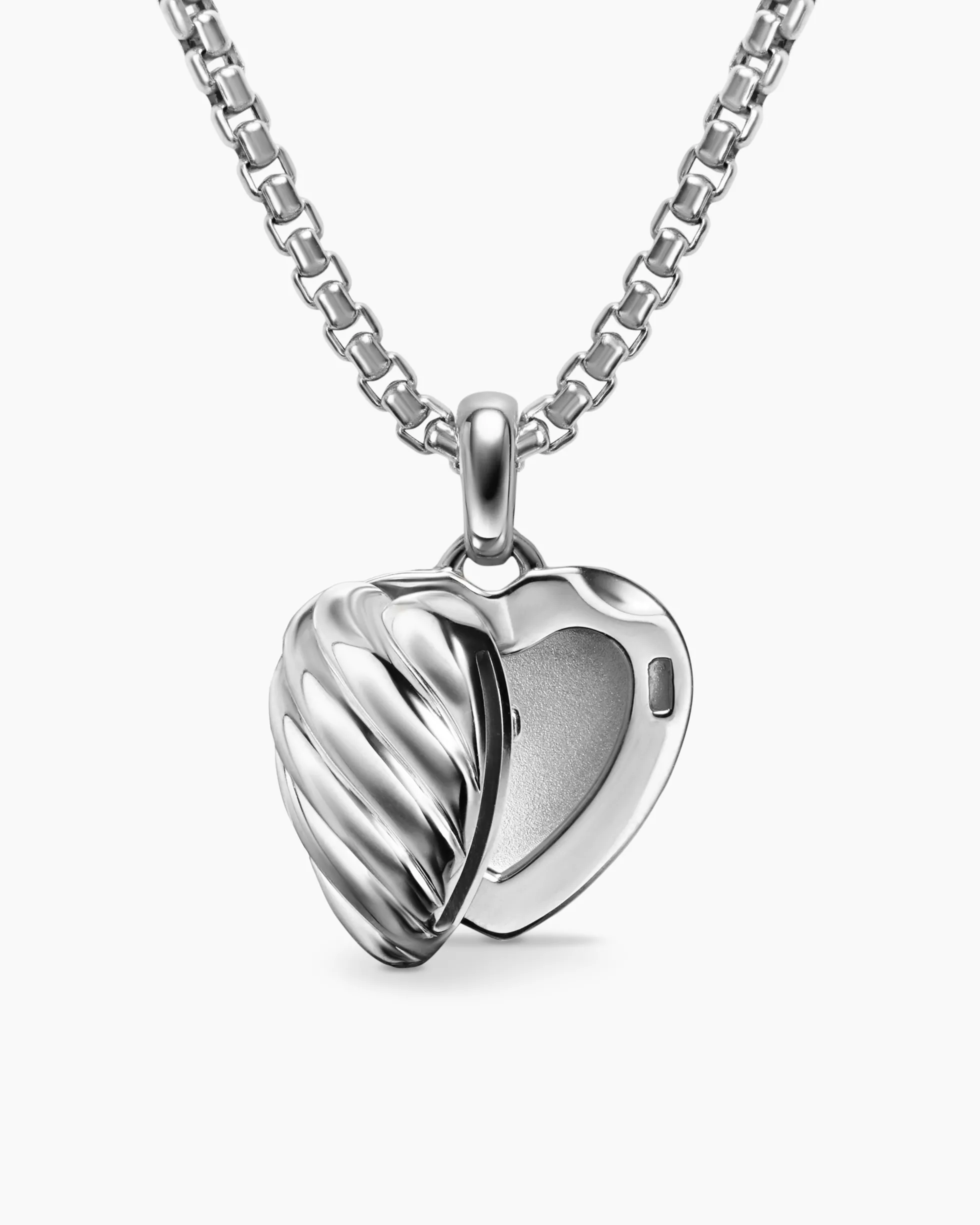 Sculpted Cable Heart Locket Sterling Silver, 23mm