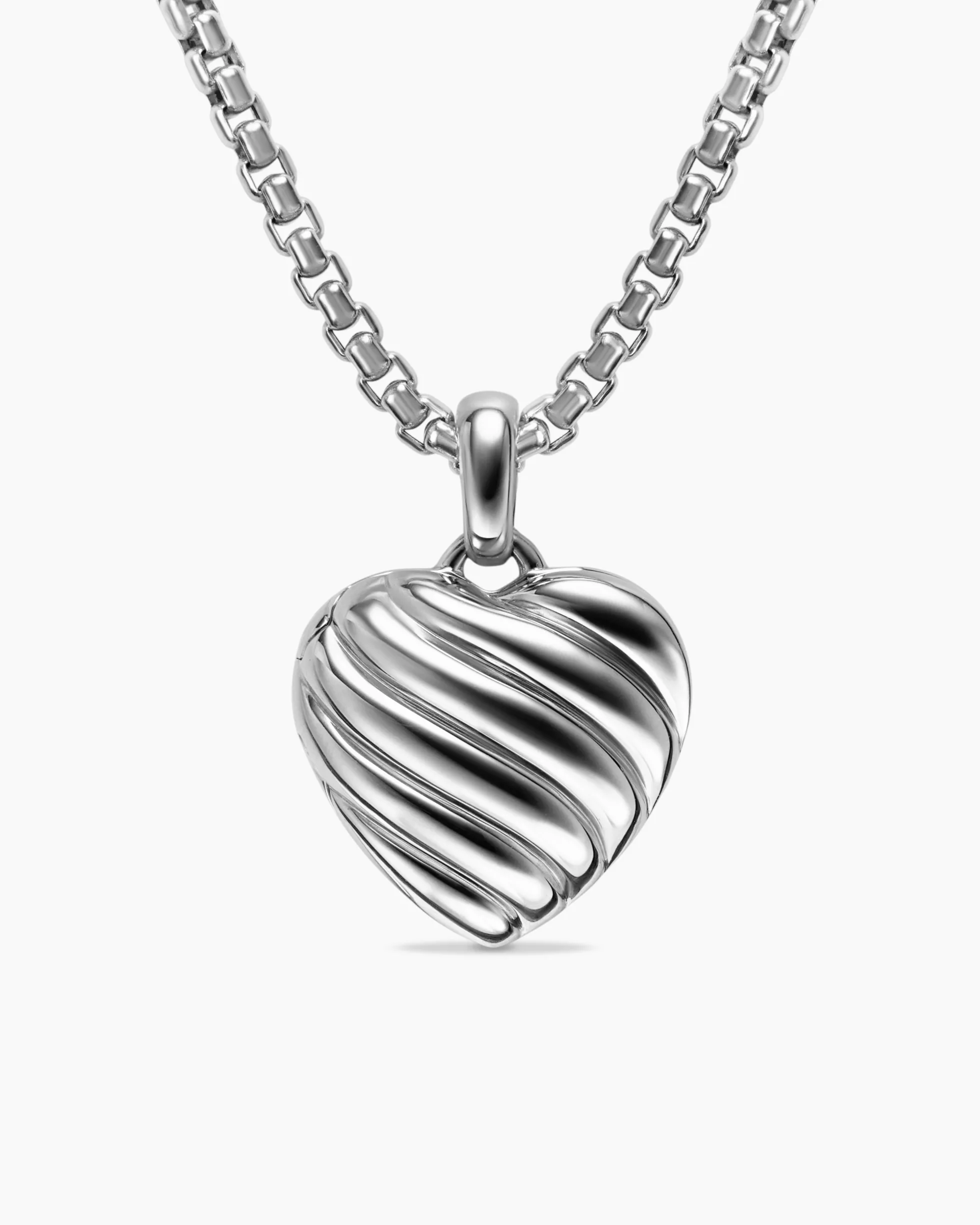 Sculpted Cable Heart Locket Sterling Silver, 23mm