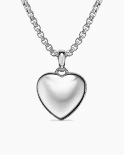 Sculpted Cable Heart Locket Sterling Silver, 23mm