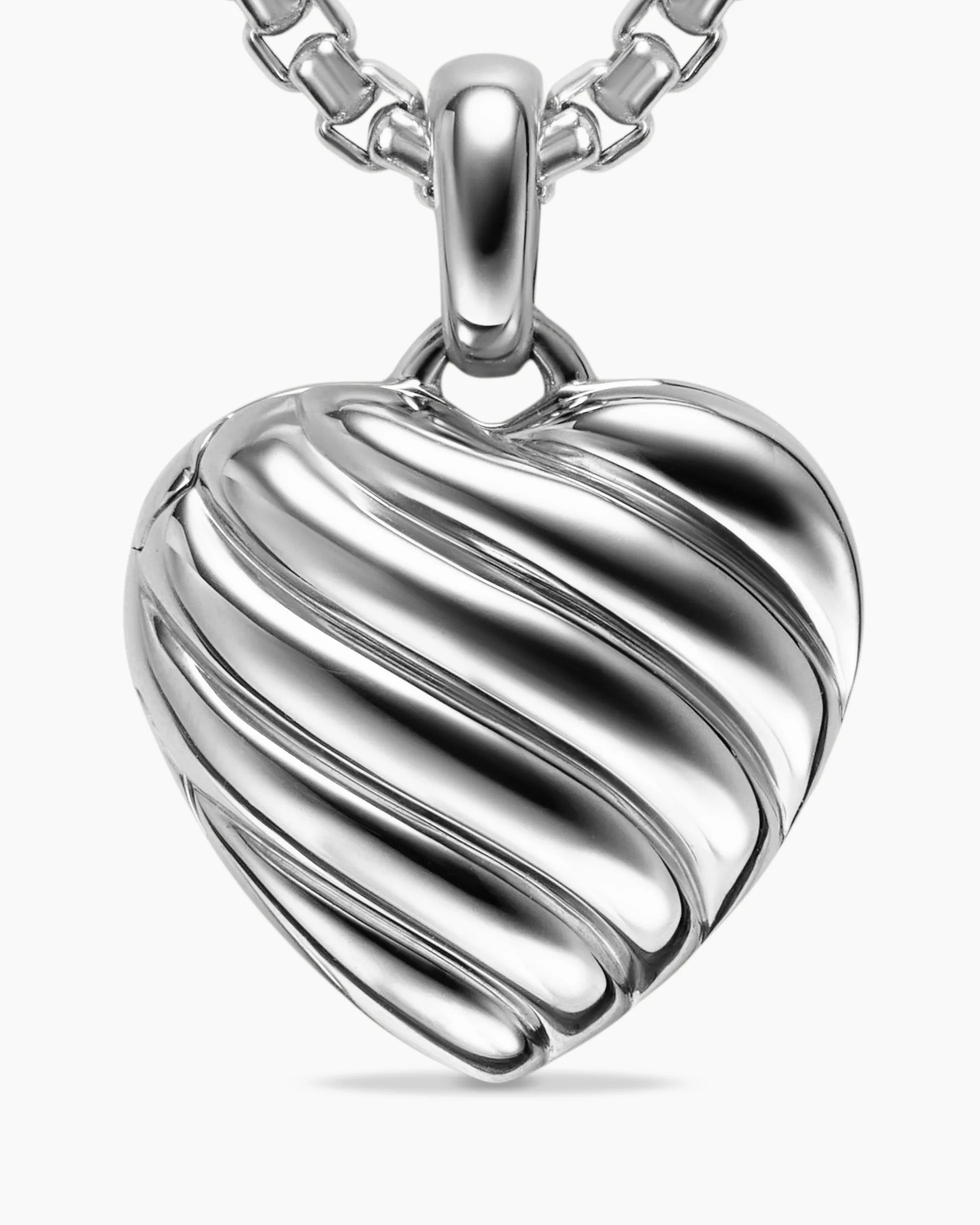 Sculpted Cable Heart Locket Sterling Silver, 23mm