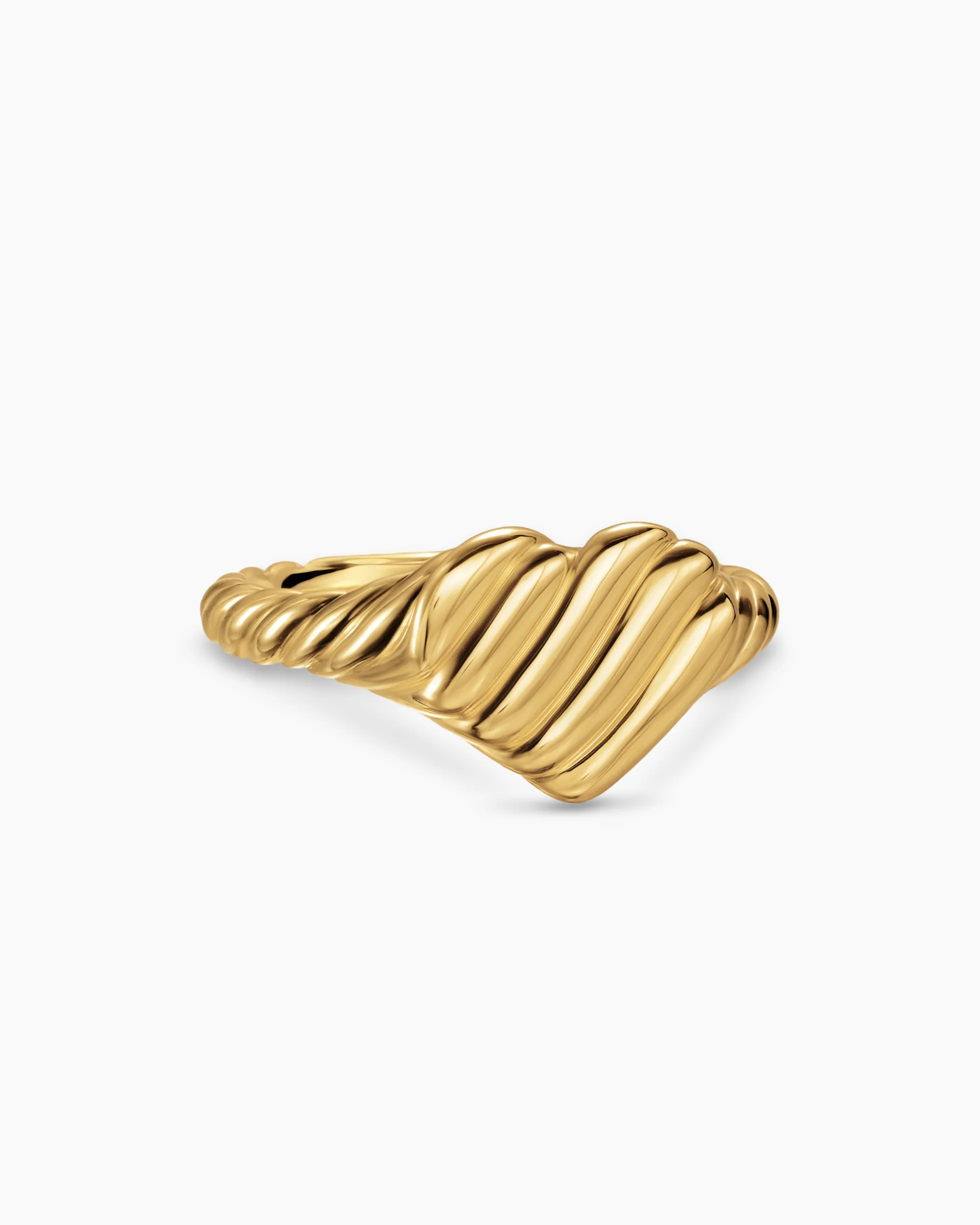 Sculpted Cable Heart Pinky Ring 18K Yellow Gold, 9mm