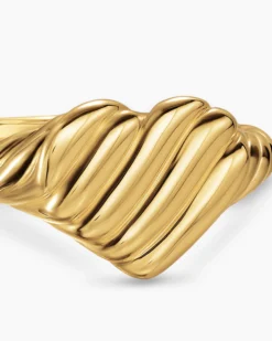 Sculpted Cable Heart Pinky Ring 18K Yellow Gold, 9mm
