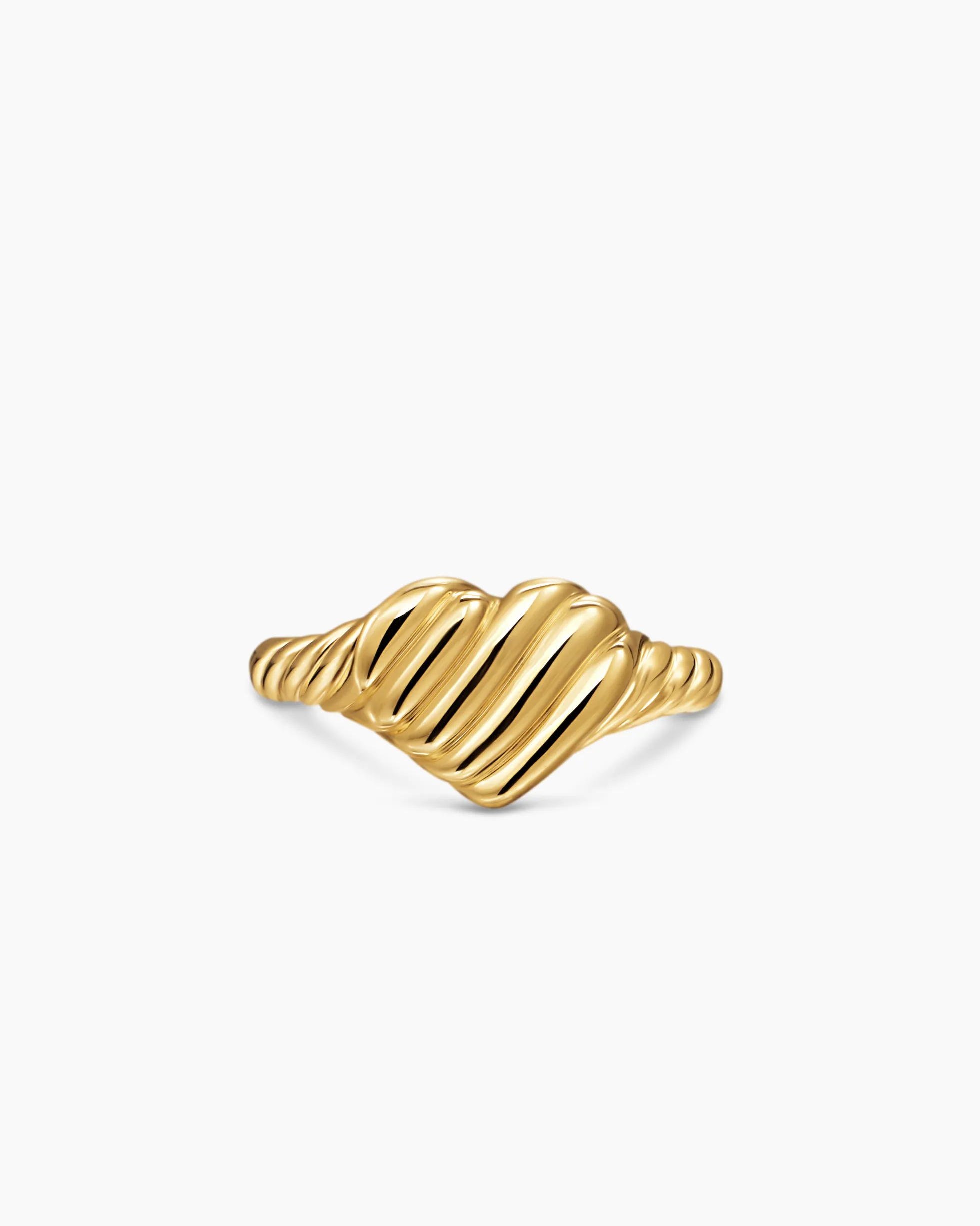 Sculpted Cable Heart Pinky Ring 18K Yellow Gold, 9mm