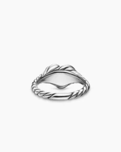 Sculpted Cable Heart Pinky Ring Sterling Silver, 9mm