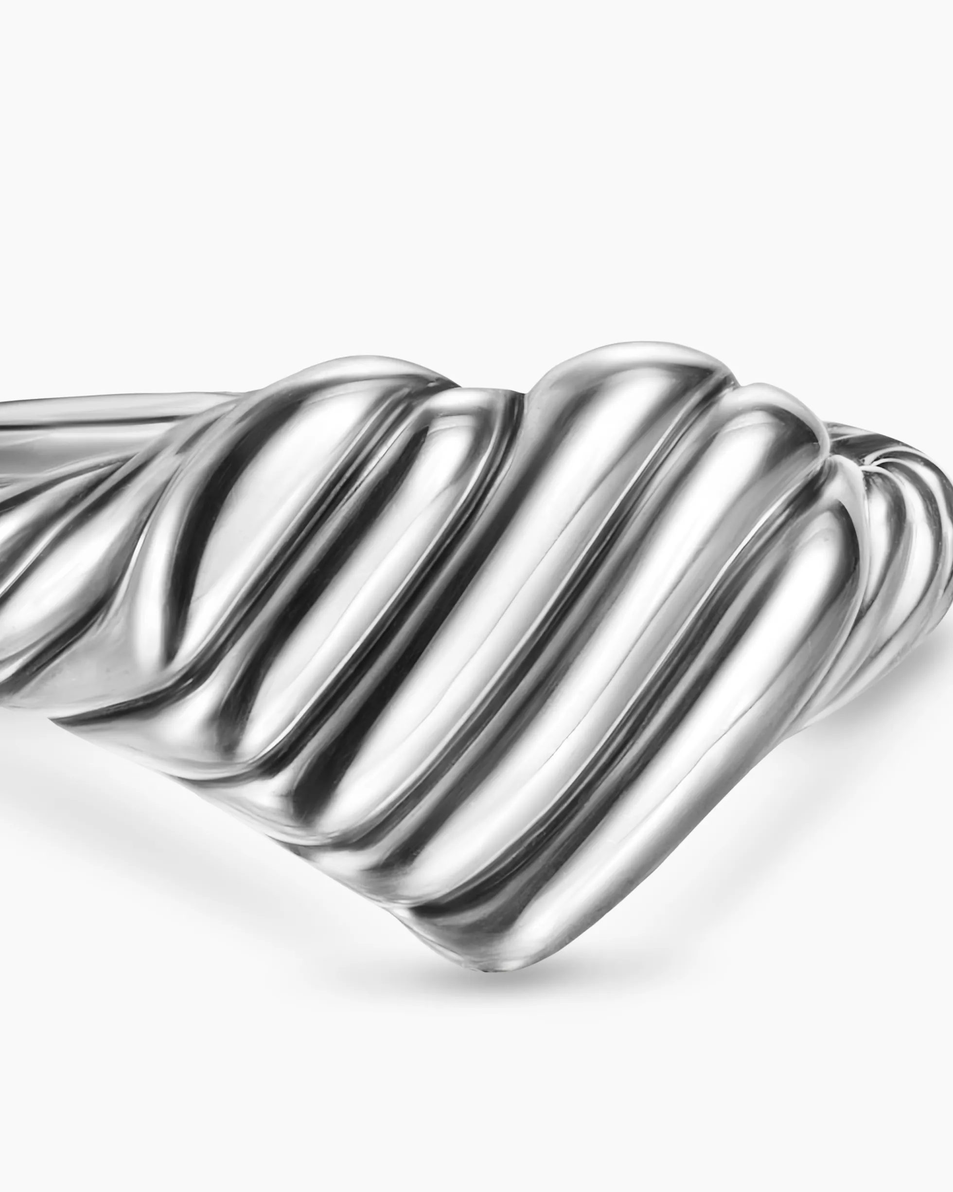 Sculpted Cable Heart Pinky Ring Sterling Silver, 9mm