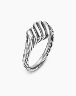 Sculpted Cable Heart Pinky Ring Sterling Silver, 9mm