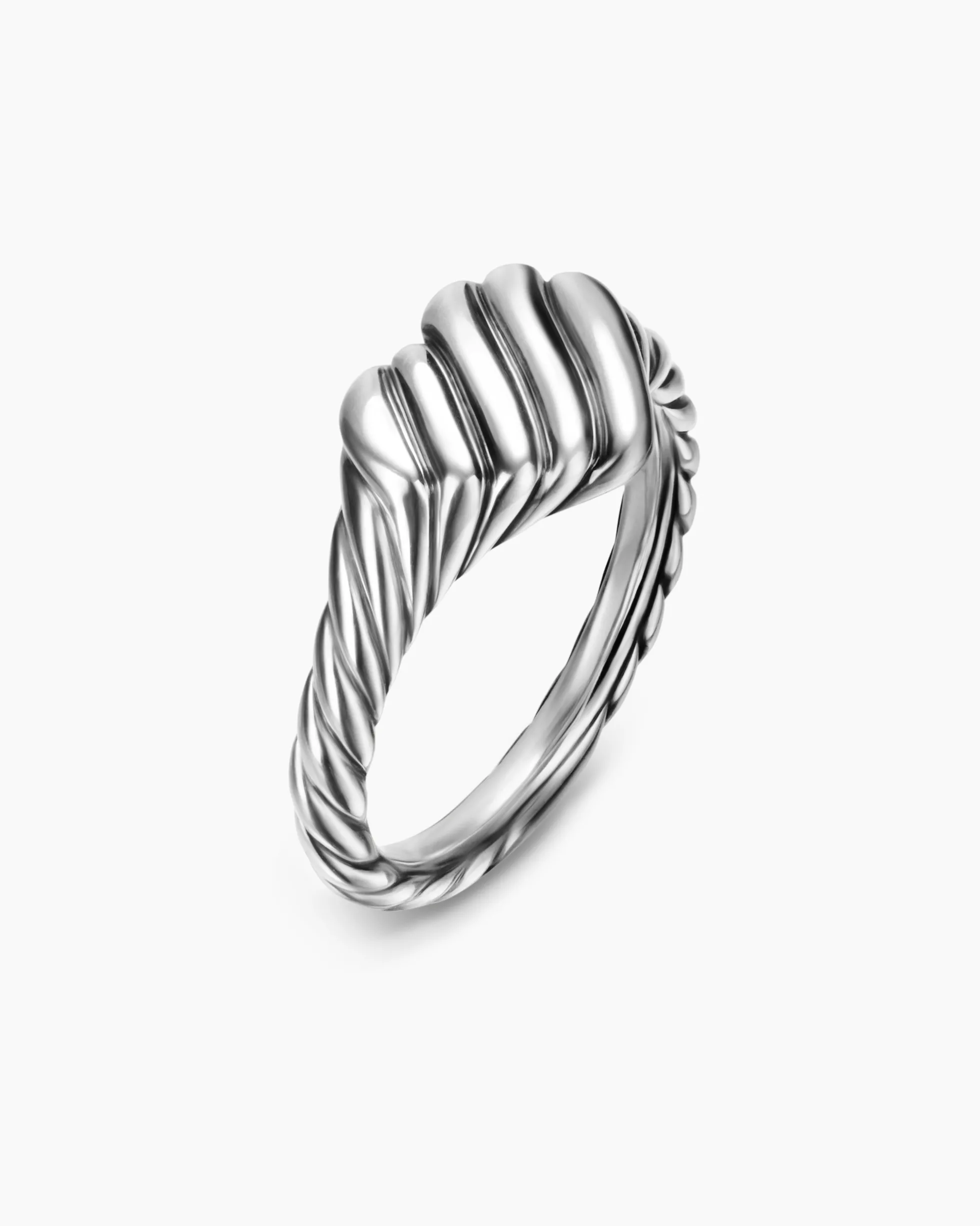 Sculpted Cable Heart Pinky Ring Sterling Silver, 9mm
