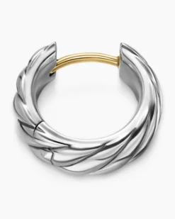 Sculpted Cable Hoop Earring Sterling Silver, 12.8mm