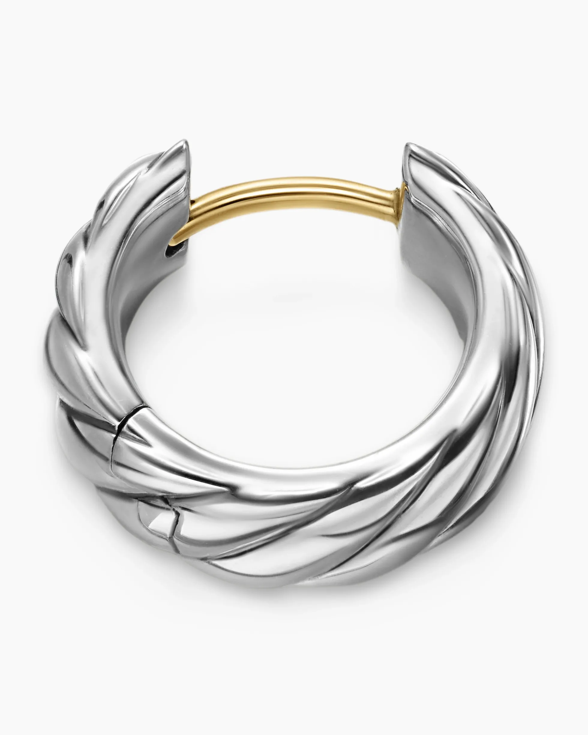 Sculpted Cable Hoop Earring Sterling Silver, 12.8mm