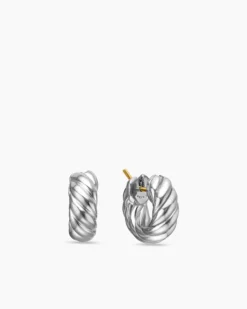 Sculpted Cable Hoop Earrings Sterling Silver, 14.4mm