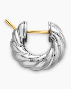 Sculpted Cable Hoop Earrings Sterling Silver, 14.4mm