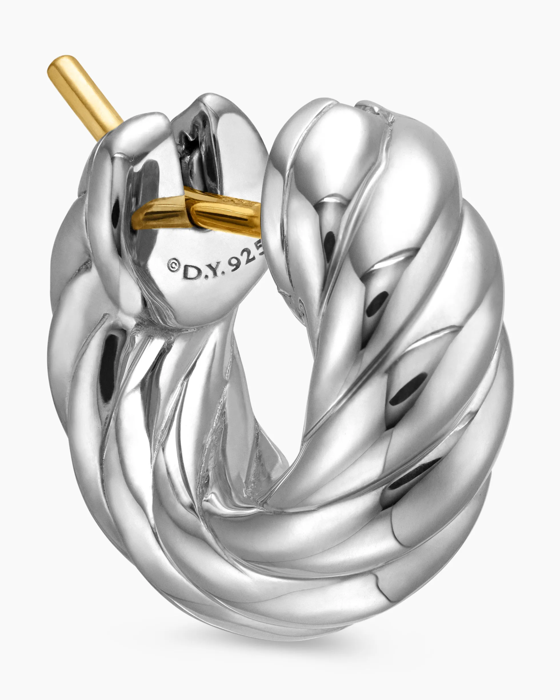 Sculpted Cable Hoop Earrings Sterling Silver, 14.4mm