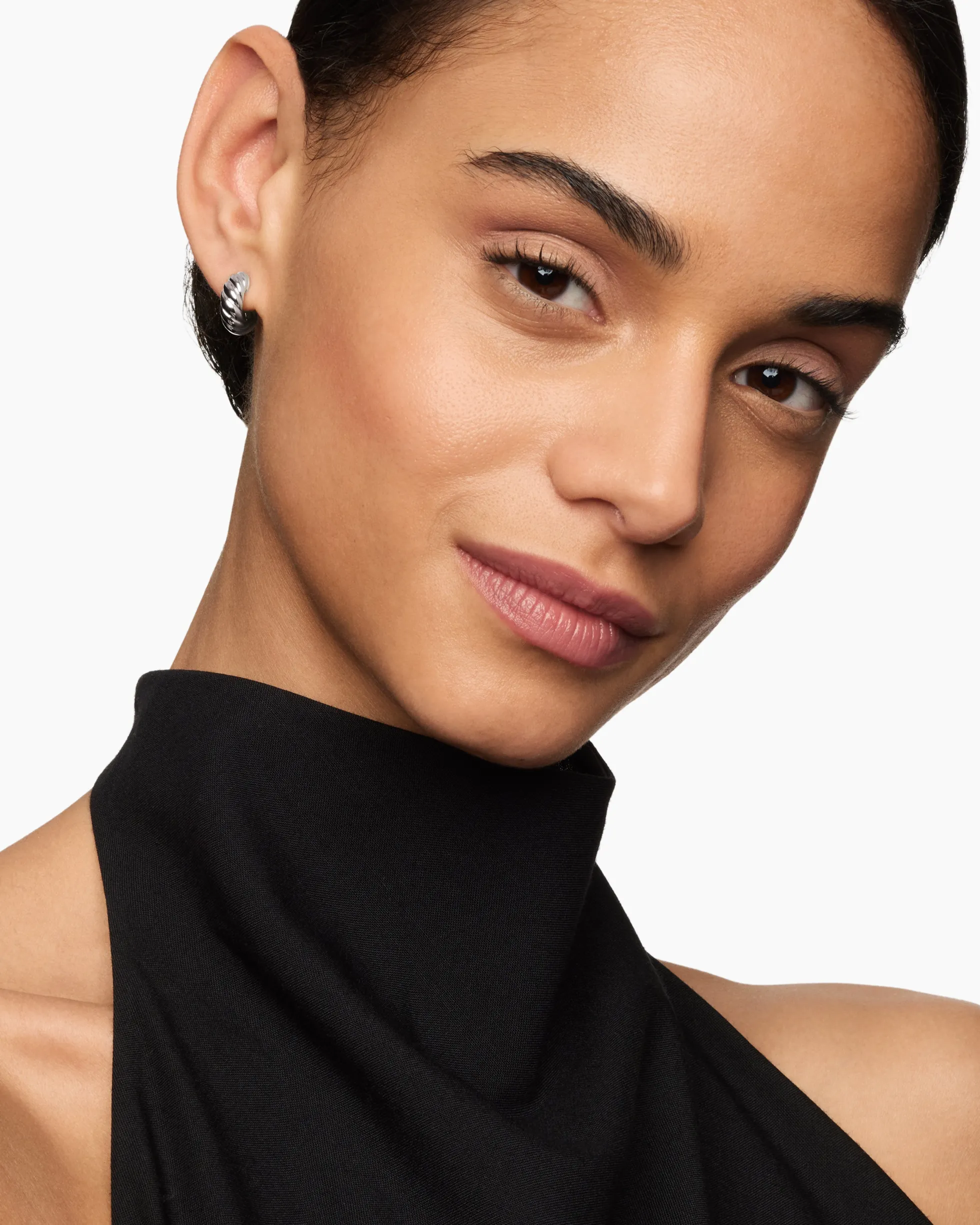 Sculpted Cable Hoop Earrings Sterling Silver, 14.4mm