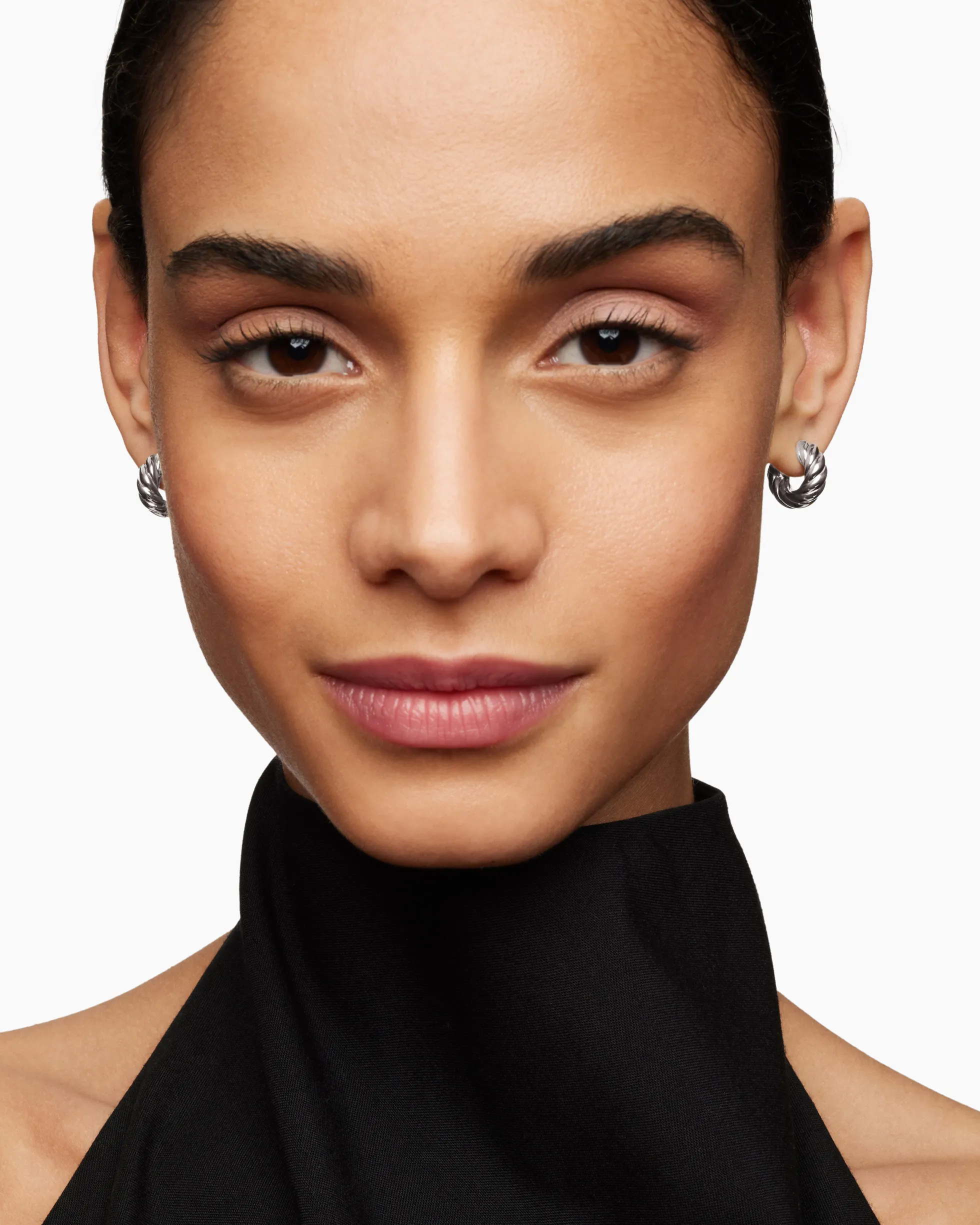 Sculpted Cable Hoop Earrings Sterling Silver, 14.4mm