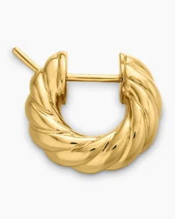 Sculpted Cable Hoop Earrings 18K Yellow Gold, 14.4mm
