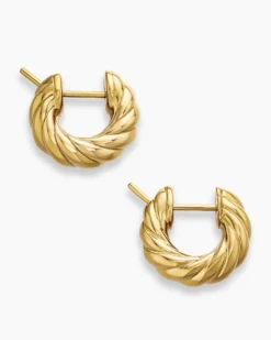 Sculpted Cable Hoop Earrings 18K Yellow Gold, 14.4mm