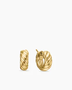 Sculpted Cable Hoop Earrings 18K Yellow Gold, 14.4mm