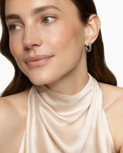 Sculpted Cable Hoop Earrings Sterling Silver, 18.6mm