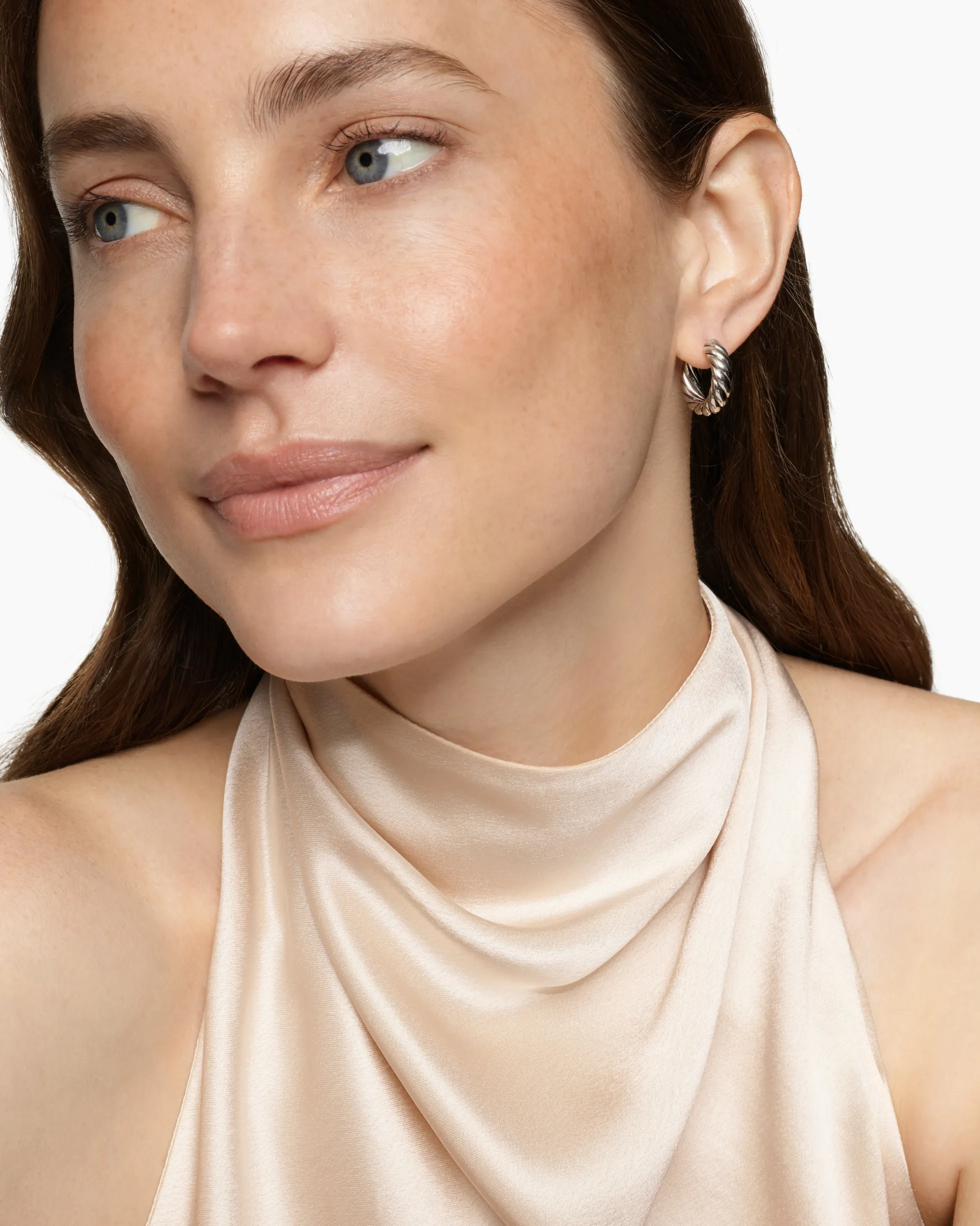 Sculpted Cable Hoop Earrings Sterling Silver, 18.6mm