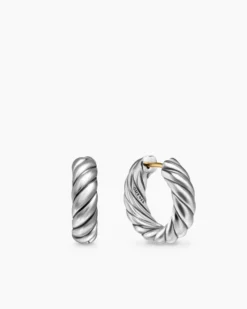 Sculpted Cable Hoop Earrings Sterling Silver, 18.6mm