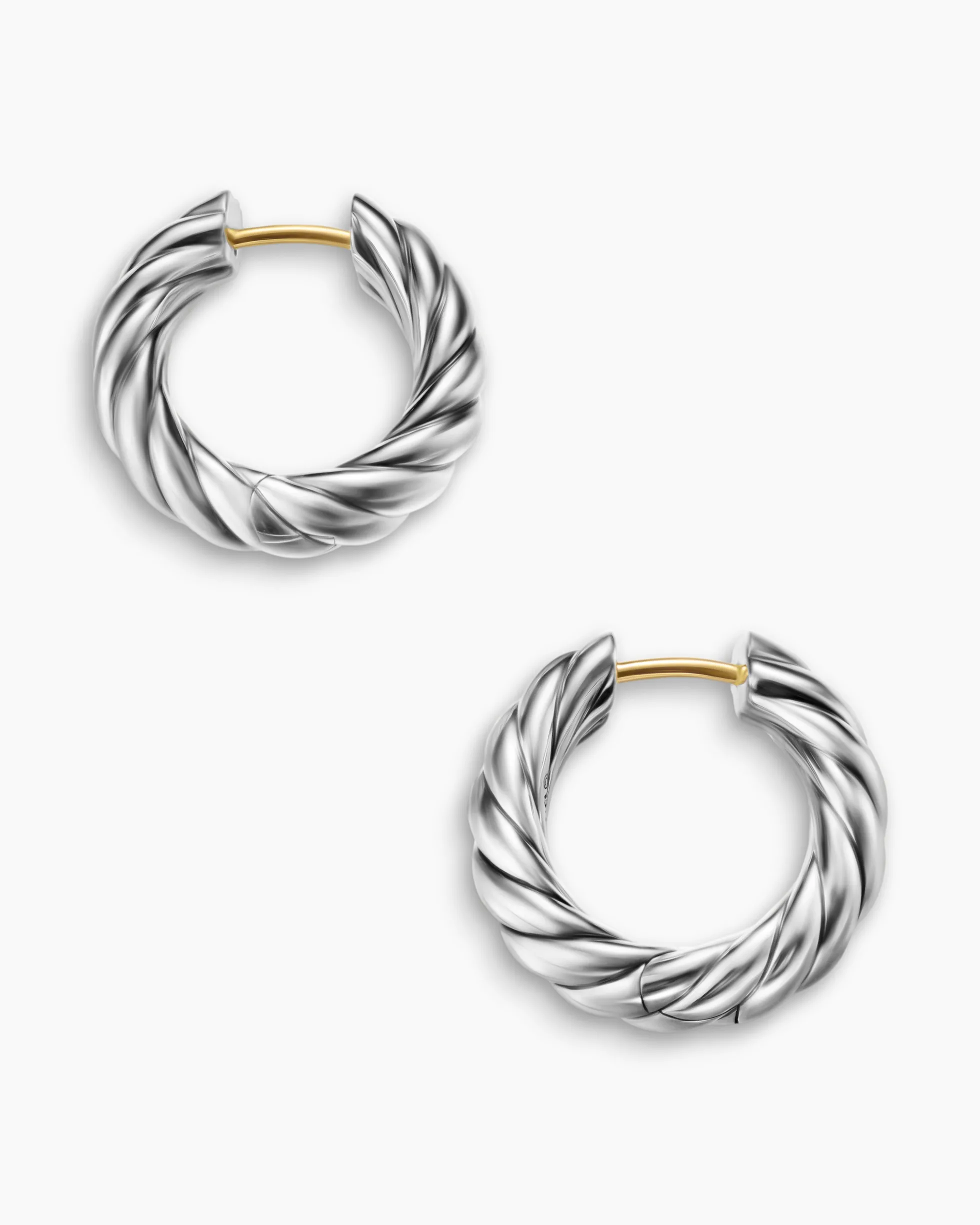 Sculpted Cable Hoop Earrings Sterling Silver, 18.6mm