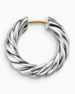 Sculpted Cable Hoop Earrings Sterling Silver, 18.6mm