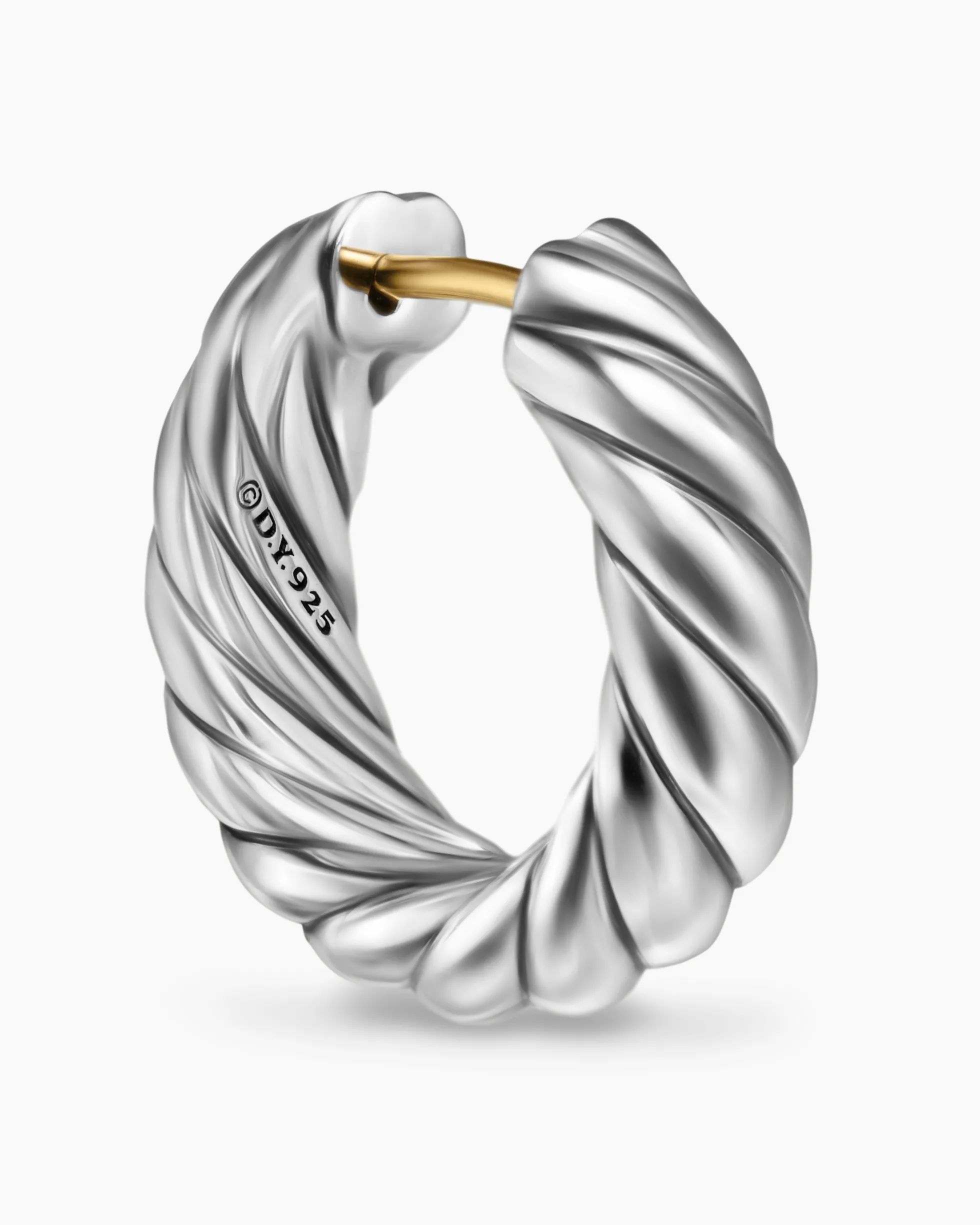 Sculpted Cable Hoop Earrings Sterling Silver, 18.6mm