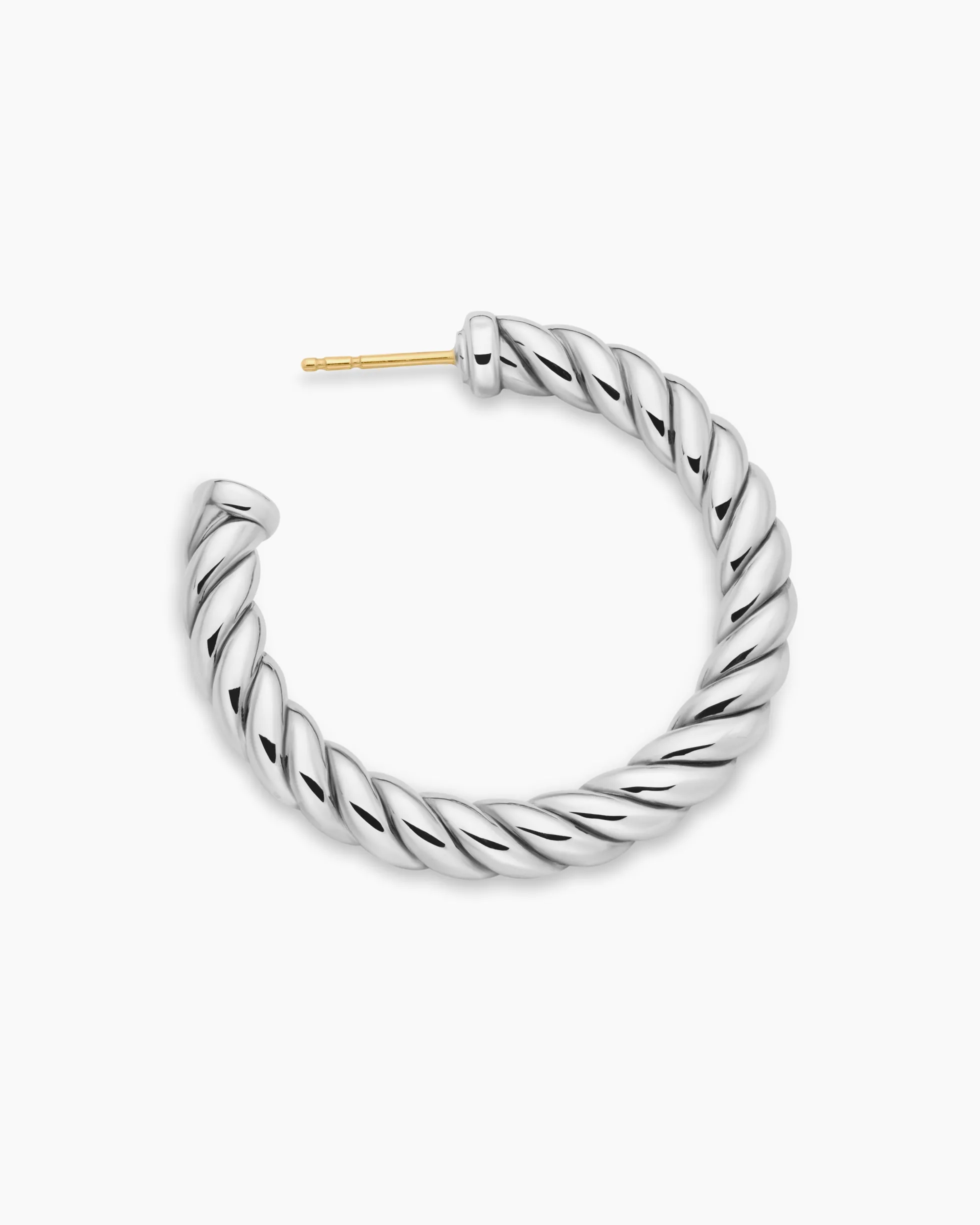 Sculpted Cable Hoop Earrings Sterling Silver, 40mm