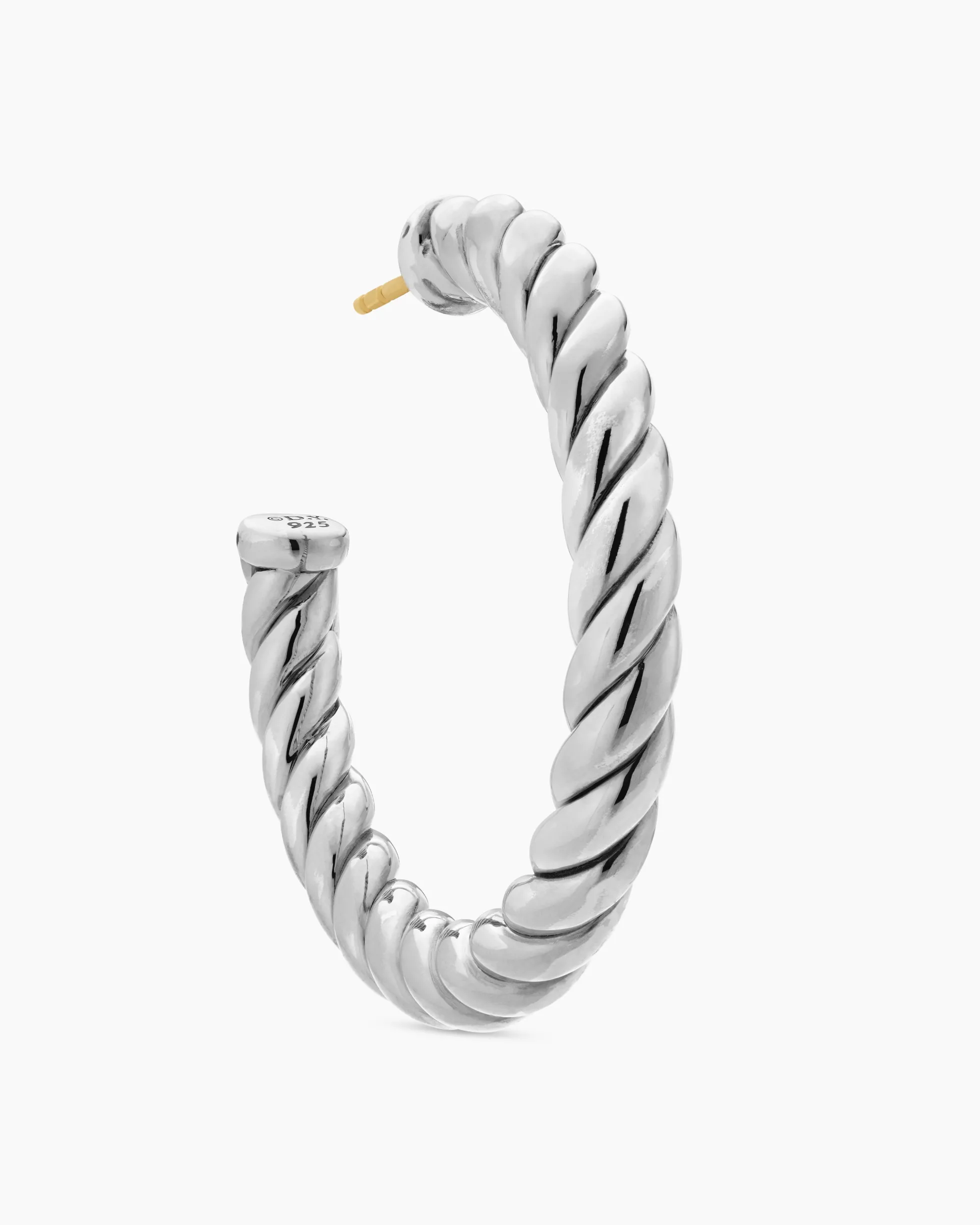 Sculpted Cable Hoop Earrings Sterling Silver, 40mm