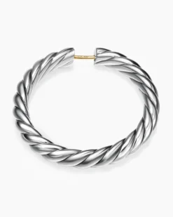 Sculpted Cable Hoop Earrings Sterling Silver, 38mm