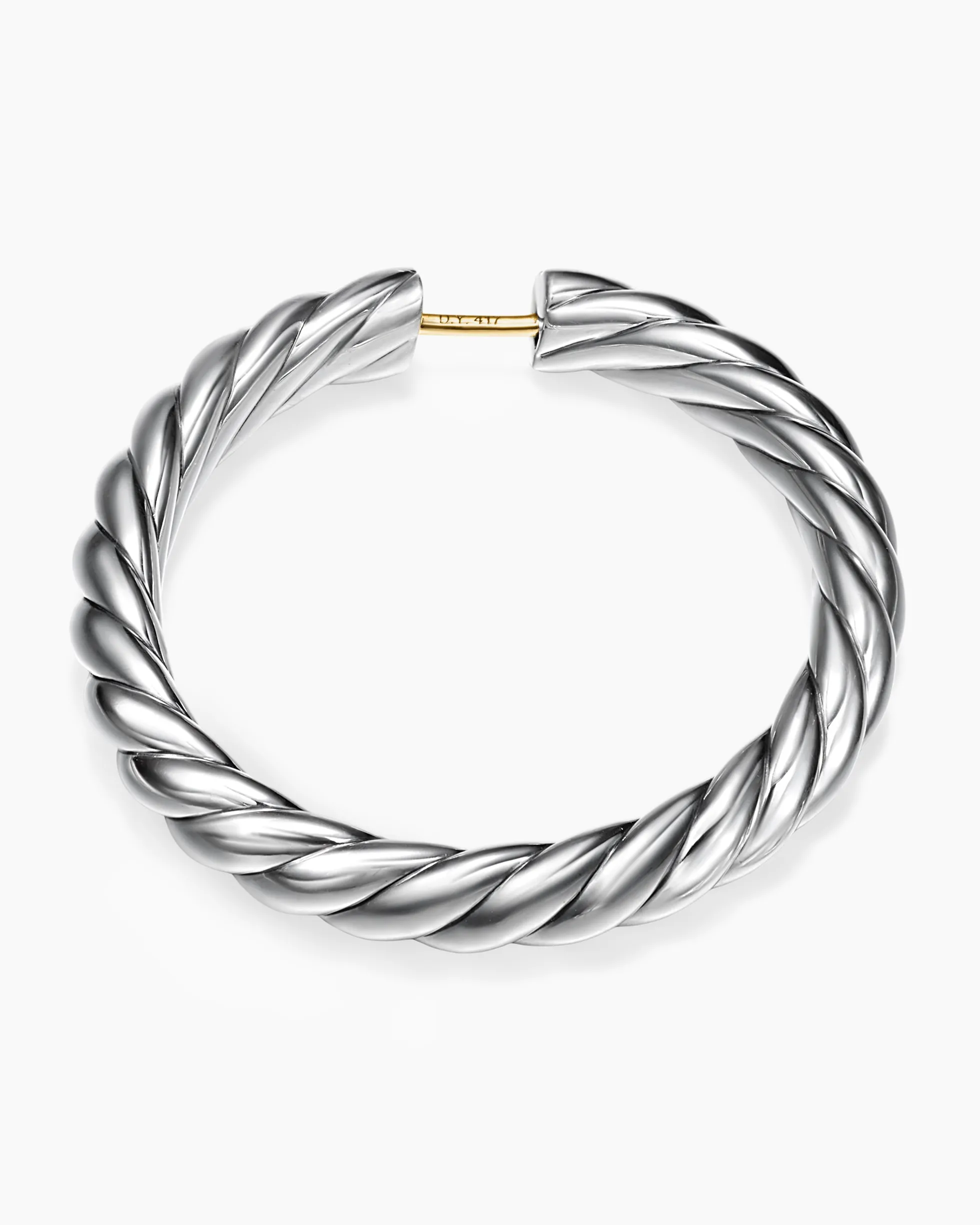 Sculpted Cable Hoop Earrings Sterling Silver, 38mm