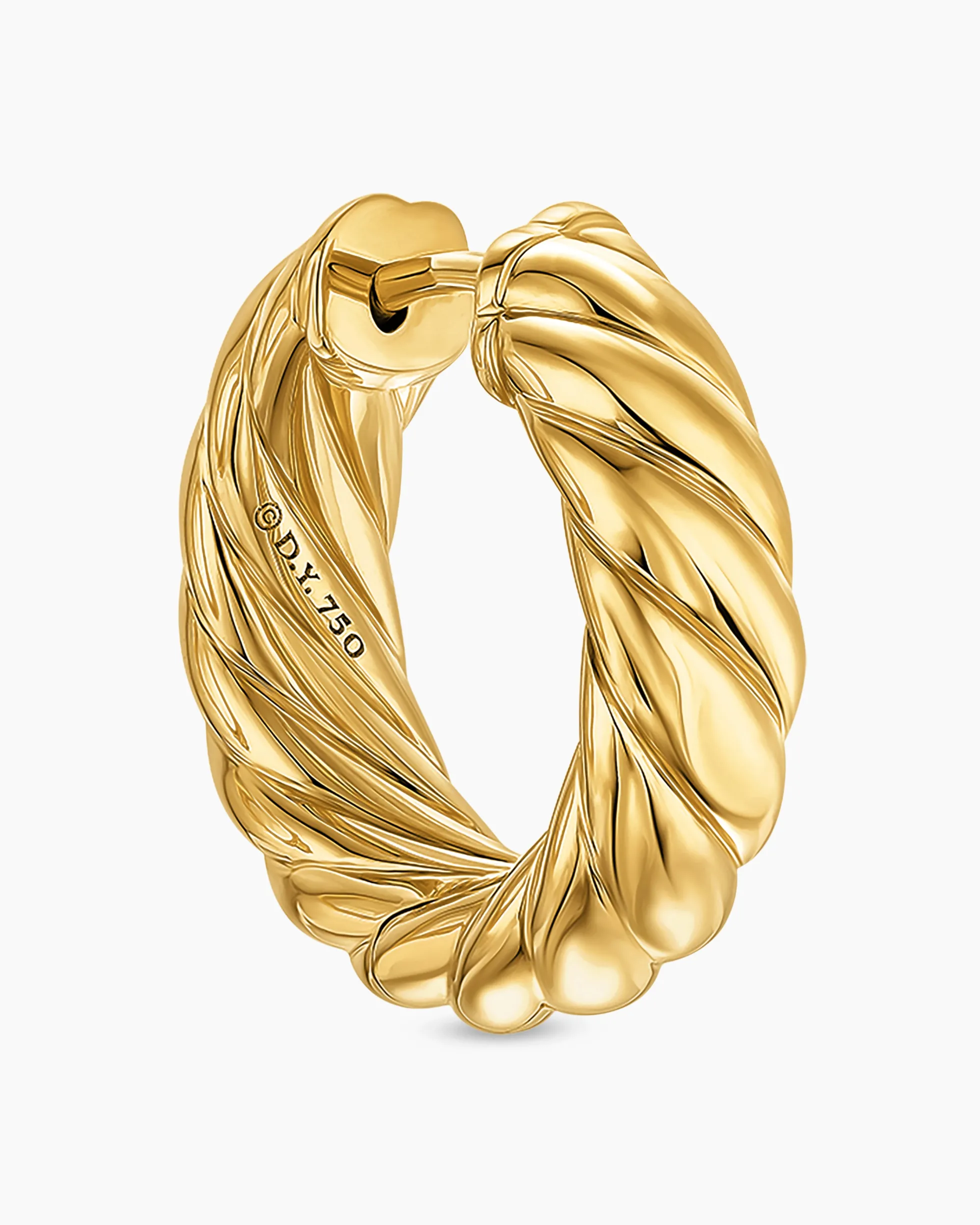 Sculpted Cable Hoop Earrings 18K Yellow Gold, 18.6mm