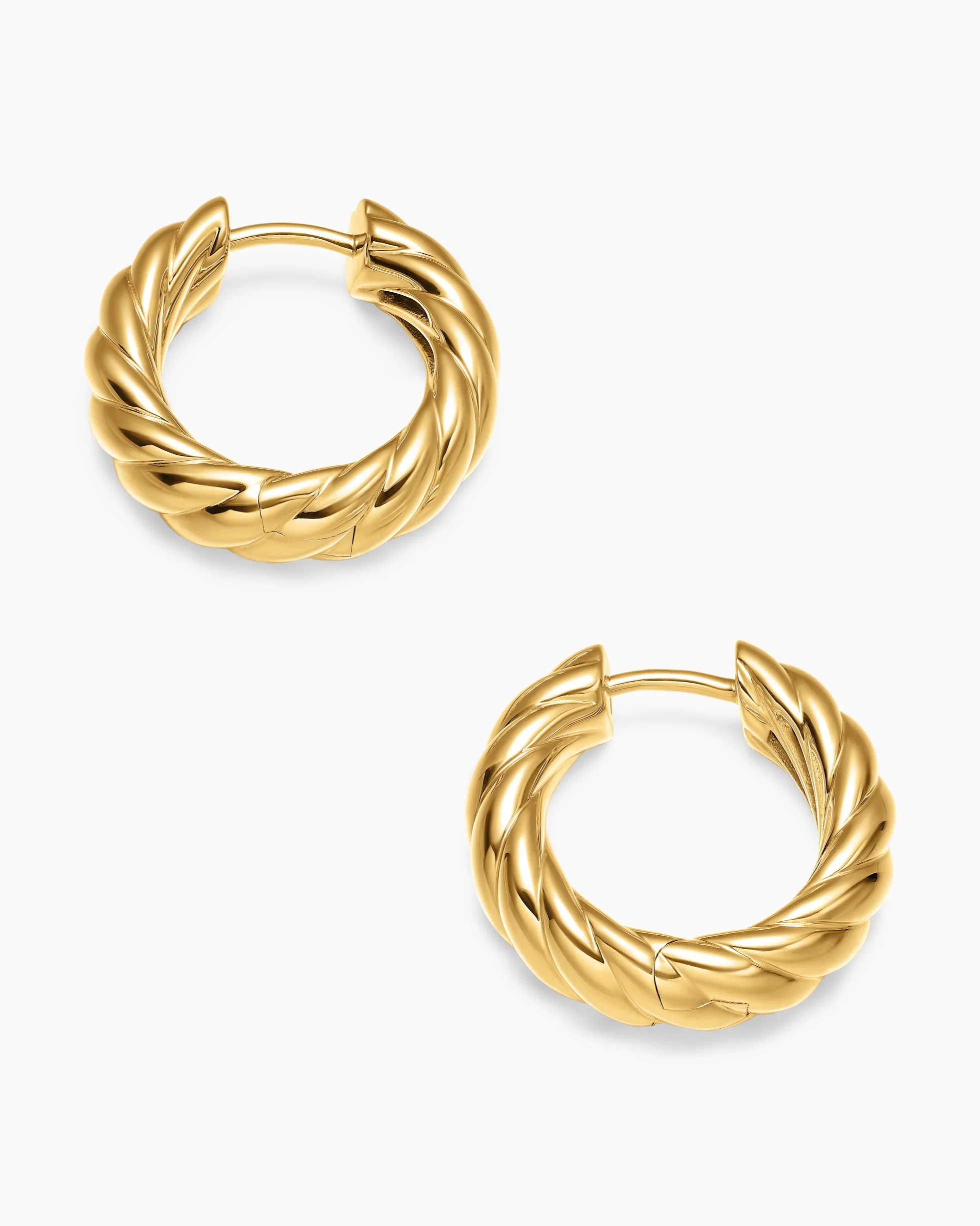 Sculpted Cable Hoop Earrings 18K Yellow Gold, 18.6mm